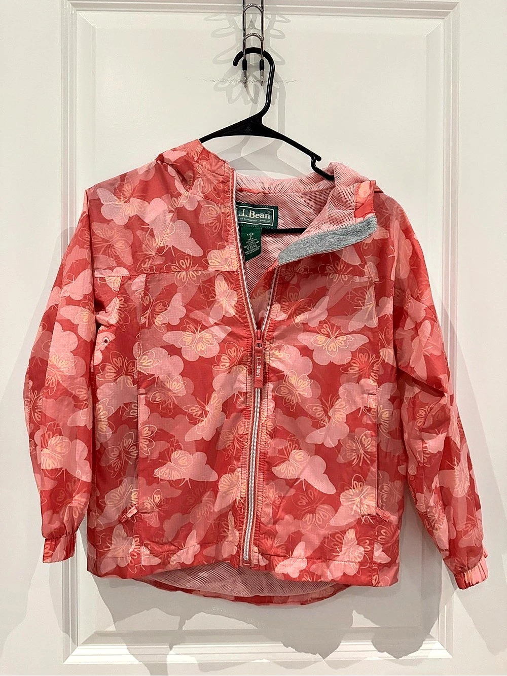 L.L.Bean Kids Mountain Classic Windbreaker Girls Floral Rain Jacket Pink